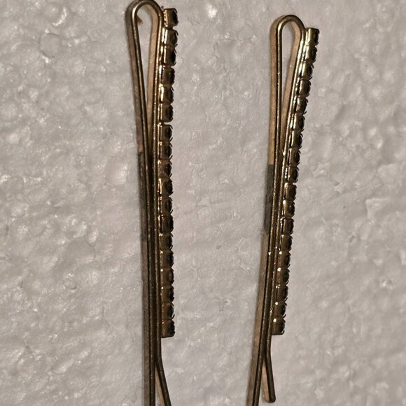Gold-Tone Rhinestone Hair Bobby Pins Set Of 2 - Picture 2 of 2